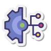 Icon of a gear with connected nodes